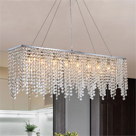 7PM Rectangle Chandeliers for Dining Room, 7 Lights Modern Rectangle Linear