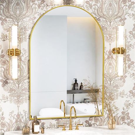 Arch Bathroom Mirror, 26"x38" Wall Mounted Mirrors for Bathroom, Black Vanity