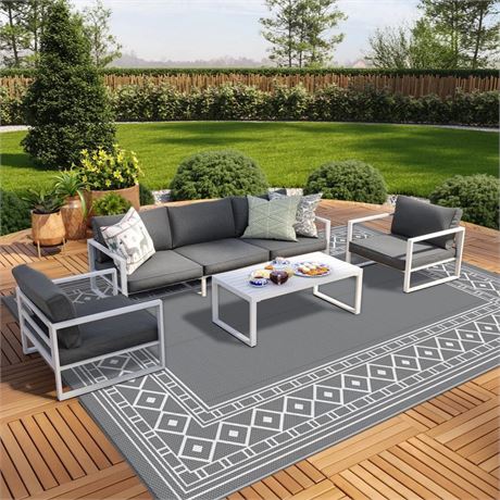 GENIMO Outdoor Rug Waterproof Area 10' x 14' for Patio, Foldable Reversible