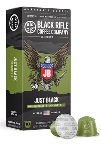 Black Rifle Coffee Company 10c Just Black Espresso Capsules – Medium Roast,