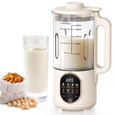 50oz Nut Milk Maker, 10 in 1 Automatic Nut Milk Maker with 20 Blades,Almond
