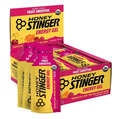 Honey Stinger Organic Gluten-Free Energy Gel, Fruit Smoothie, 1.1 oz, 24 Count