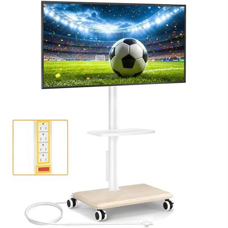 5Rcom Rolling TV Stand with Power Outlet for 32-60 inch TVs, Swivel and Height