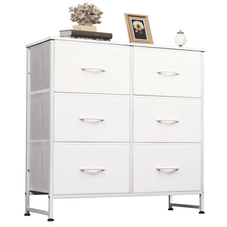 WLIVE Fabric Dresser for Bedroom, 6 Drawer Double Dresser, Storage Tower with