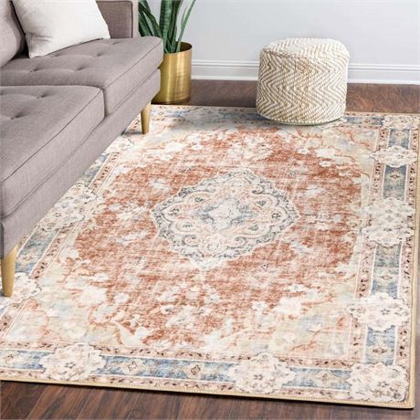 MUJOO 5'x7' Machine Washable Area Rugs for Living Room, Boho, Bedroom Laundry