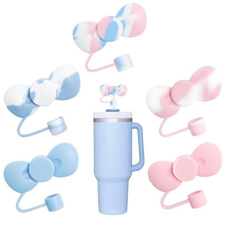 5 pcs Cute Bow Straw Covers Cap Toppers Compatible with Stanley 30&40 oz