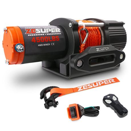 ZESUPER 4500 lb Winch Waterproof IP67 Electric Winch with Wireless Remote