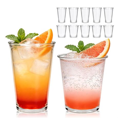 Mapoxy 12 Pack Highball & Cocktail Glasses Set, 12 oz & 10 oz Stackable Thick