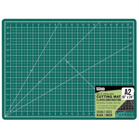 U.S. Art Supply 18" x 24" Green/Black Professional Self Healing 5-Ply Double