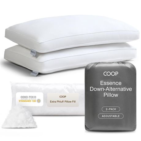 Coop Home Goods Essence Down Alternative Pillow Set of 2, Queen Size, Best