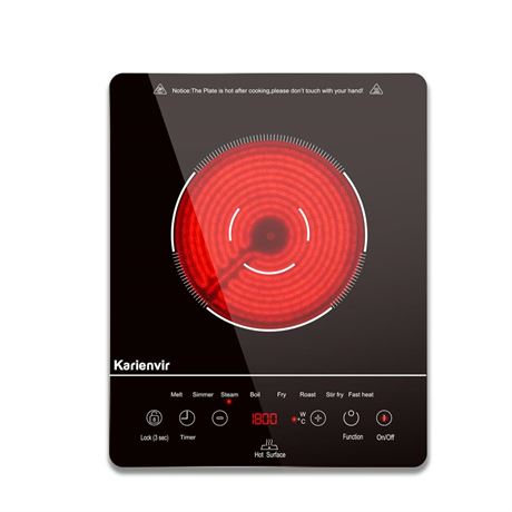 Single Burner Electric Cooktop, Portable Electric Stove 110v with plug, Touch
