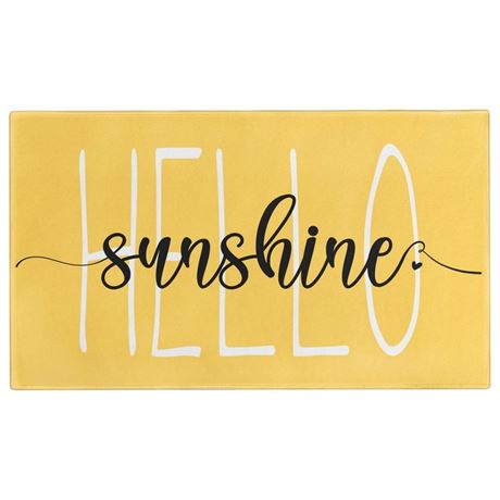 Summer Door Mat,Yellow Hello Sunshine Indoor Outdoor Non-Slip Doormat,Entryway