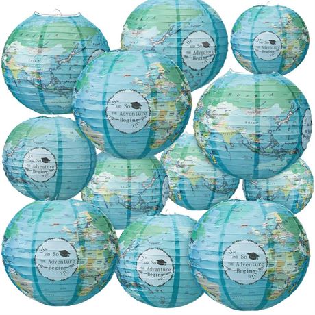 Retisee 12 Pcs 10 Inch Graduation Adventure Paper Lanterns Graduation Party