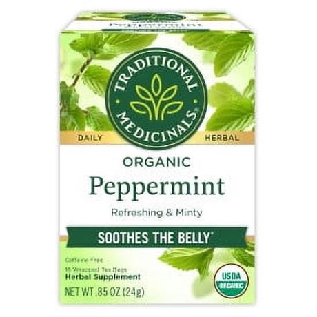 Traditional Medicinals Organic Peppermint Herbal Tea Bags, 16 Count