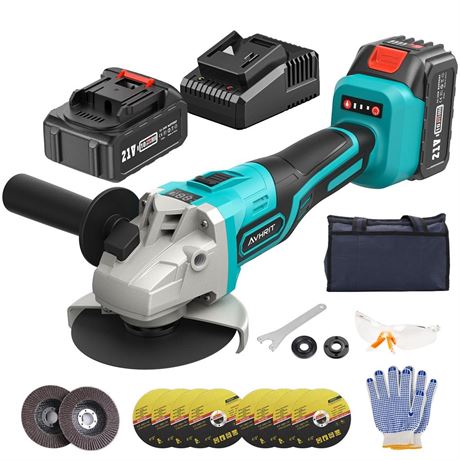 Cordless Angle Grinder, 21V Power Angle Grinder Tools with 4.0Ah Battery & Fast