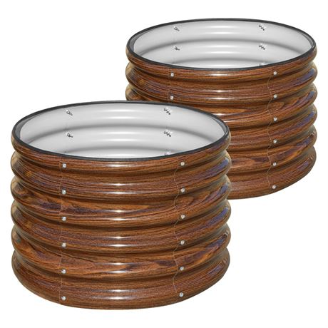 SnugNiture Raised Garden Bed, 2 PCS 2×2×1.5ft Round Galvanized Outdoor Planter