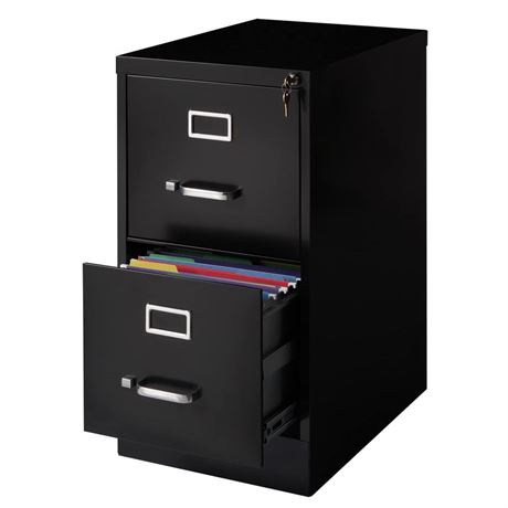 Realspace® 22" D 2-Drawer Vertical File Cabinet, Black