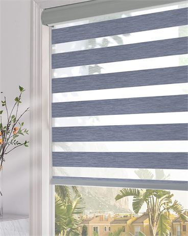 Persilux Blackout Zebra Blinds Dual Layer Sheer Shades (37" W X 72" H, Dark