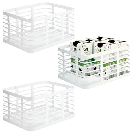 MDesign Flat Wire Metal Basket for Kitchen Organization - 12  Wide Food