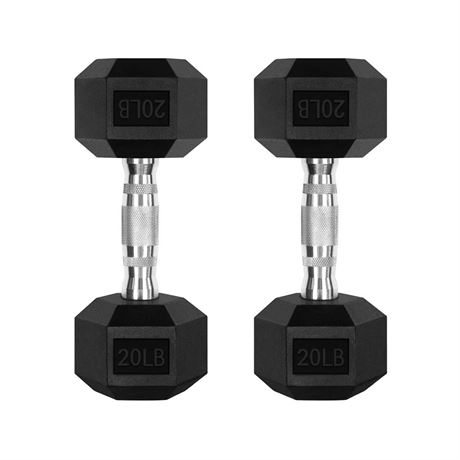 RitFit 5-300LBS Rubber Encased Hex Dumbbell Sets with Optional Rack for Home