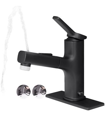 Pull Out Bathroom Faucet, Single Handle Bathroom Sink Faucet with Pull Out