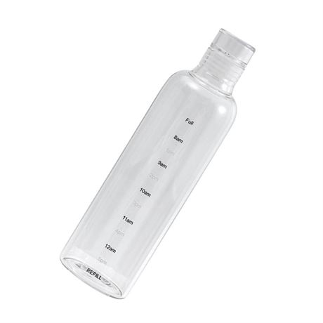 Glass Drinking Water Bottle Time Scale Portable Water Bottle Travel and Daily