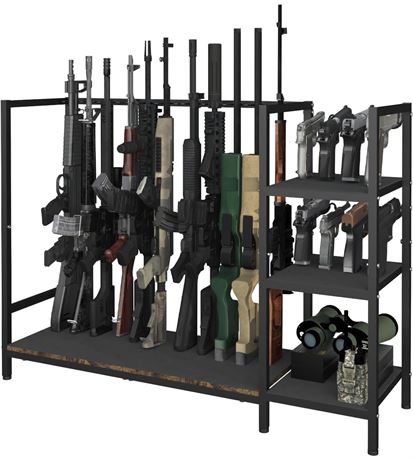 Mondazie Gun Rack, Floor Standing Rifle Stand with Pistol Shelves, Vertical