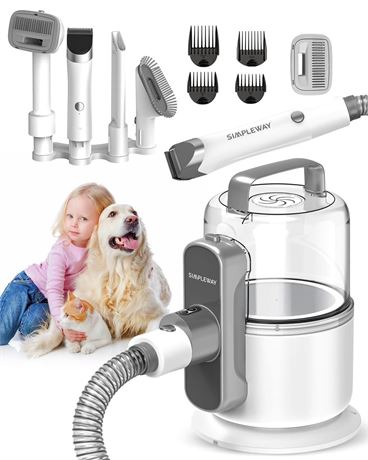 Dog Vacuum Grooming Kit for Shedding: Professional Hair Clippers Pet Groomer -