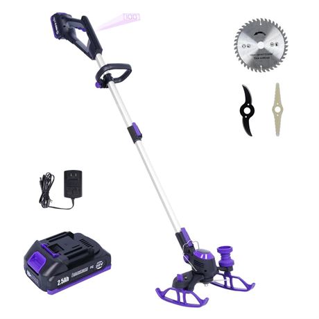 Weed Wacker Cordless, Battery Powered Weed Eater with Wheel, Working Time