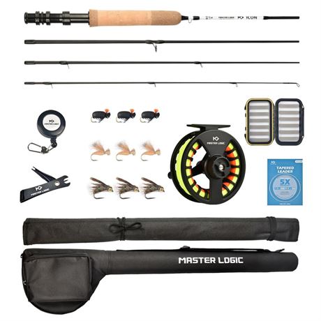 Fly Fishing Rod and Reel Combo Starter Kit, with Lightweight Fly Box Case &