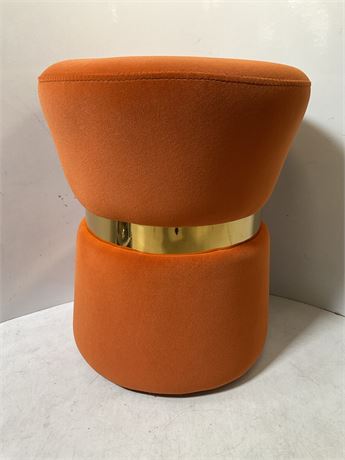 Storage Stool Small Round Footstools Upholstered with Gold Plating Metal
