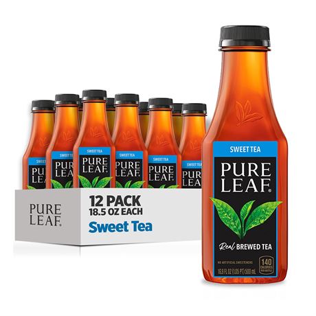 Pure Leaf Iced Tea, Sweet Tea, Real Brewed Tea, 18.5 Fl Oz Bottles (Pack of 12)