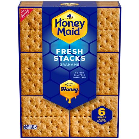 HONEY MAID Fresh Stacks Graham Crackers, Travel Snacks, 12.2 oz (6 Multi Snack