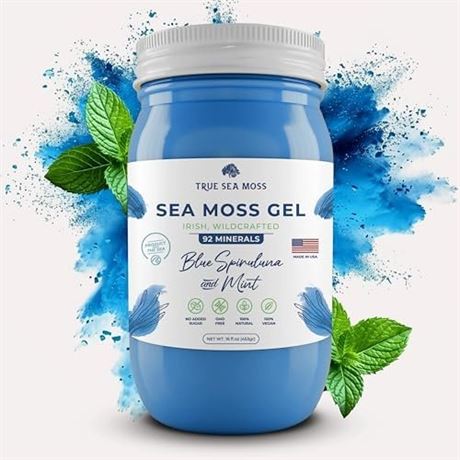 True Sea Moss Wildcrafted Sea Moss Gel Superfood, Blue Spirulina & Raspberry 16
