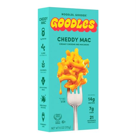 Goodles Mac & Cheese Cheddy Mac Noodles, Cheddar, Ziti, Shelf-Stable, 6 oz