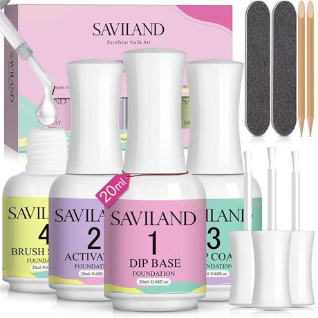 SAVILAND Dip Powder Liquid Set: 20 ml Ultimate Nail Dip System Essentials