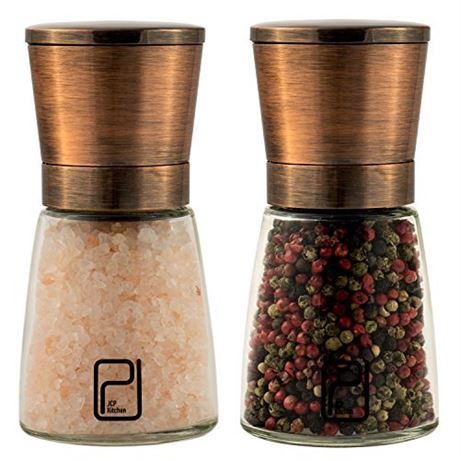 Premium Copper Salt and Pepper Mill Set - Stainless Steel Grinder Set with