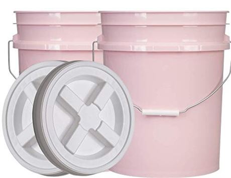 House Naturals 5 Gallon Pink Food Grade Bucket Pail with Air Tight screw on Lid