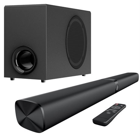Sound Bar with Subwoofer, 110W Sound Bar with Adjustable Deep Bass & 3 EQ