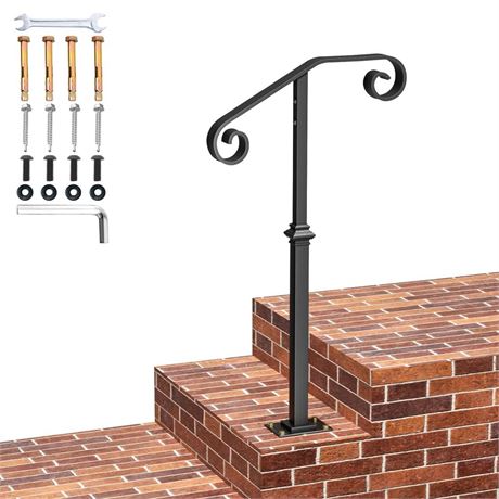 SPACEEUP Handrails for Outdoor Steps,38.8" Single Post handrail Fit 1-2 Steps