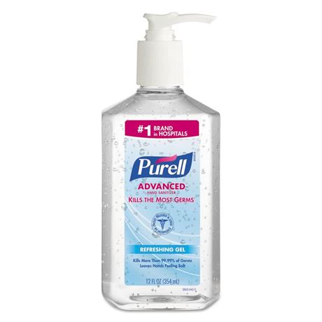 3 pack PURELL 3659-12 Advanced Instant Hand Sanitizer, 12-Oz. Pump Bottle