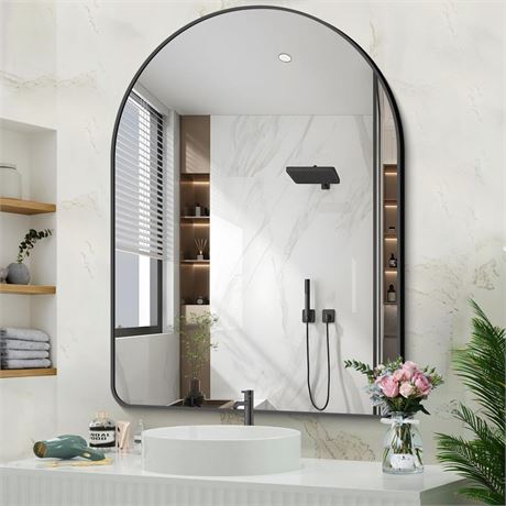 Arched Bathroom Mirror, 36"x48" Black Arched Mirror for Bathroom, Wall Mounted