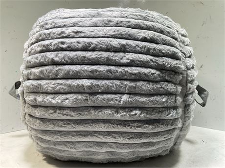 Stuffed Round Ottoman 18x24in GREY