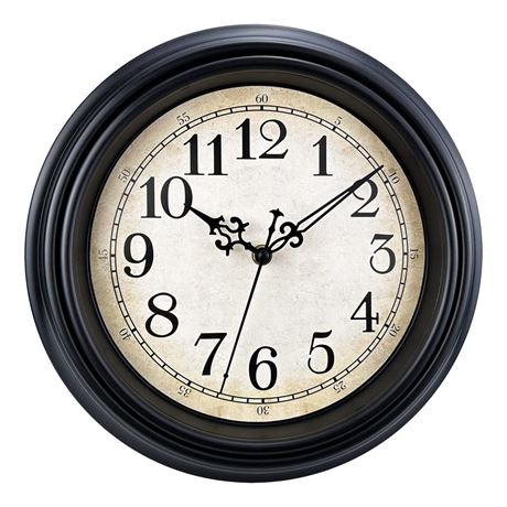 Plumeet Extra Large Retro Wall Clock, 16'' Non Ticking Classic Silent Vintage