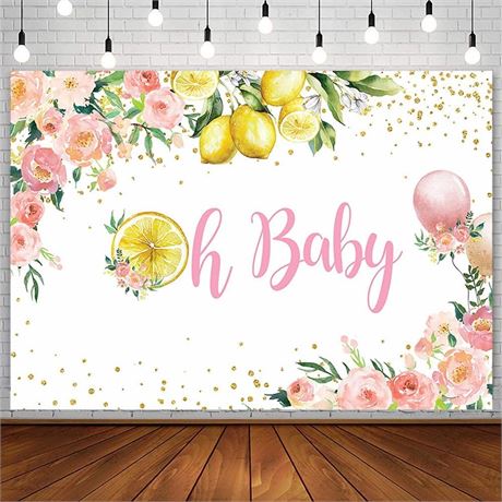 SENDY 7x5ft Lemon Baby Shower Backdrop Main Squeeze Oh Baby Party Decorations