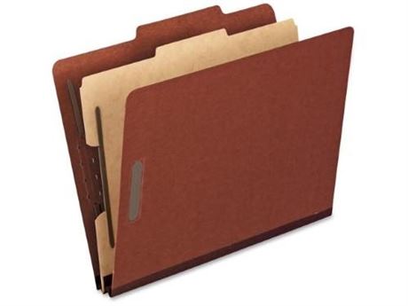 Pressboard Classification Folders  Letter Size  Brick Red  10/Box