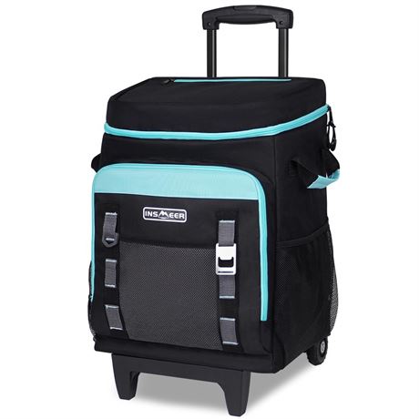 INSMEER Cooler with Wheels and Handle, 80 Cans/50L Rolling Cooler, Portable