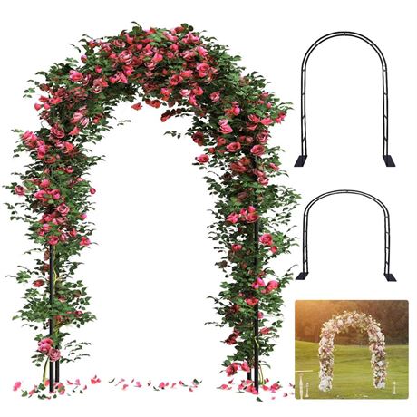 Thickened Rustproof Garden Arch, Wedding Arch- 4.6 * 7.8 or 6.4 * 7.5Ft, Easy