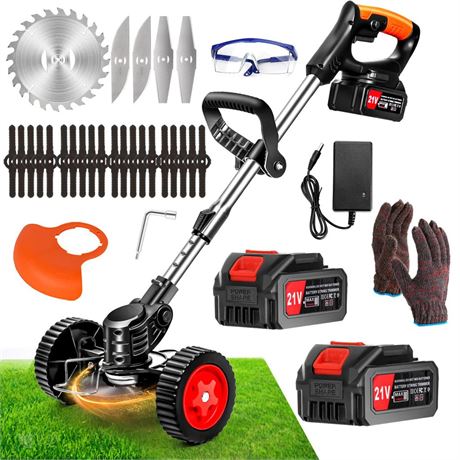 Cordless Weed Wacker Battery Powered Electric 21V 4.0Ah, Lightweight Grass