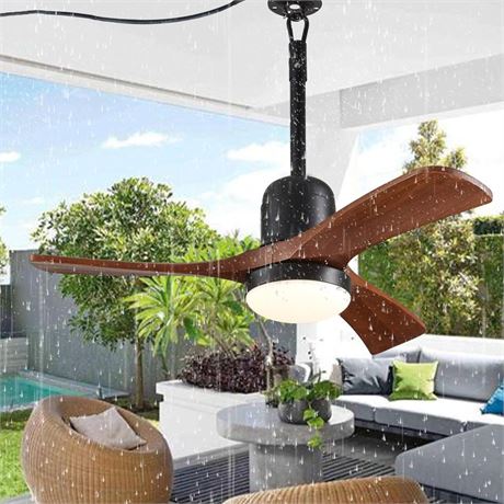 34" Outdoor Gazebo Fan, Plug-In Wet Rated Outdoor Ceiling Fan with Dimmable